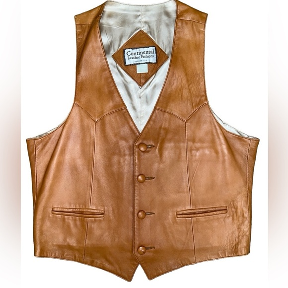 Vintage Continental Leather Fashions Mens Western Hippie Style Two Pocket Vest - Picture 2 of 15